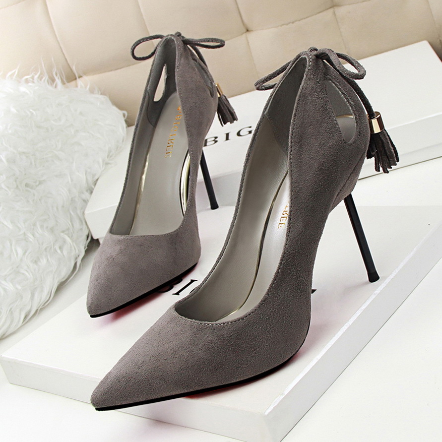 dark gray high heels