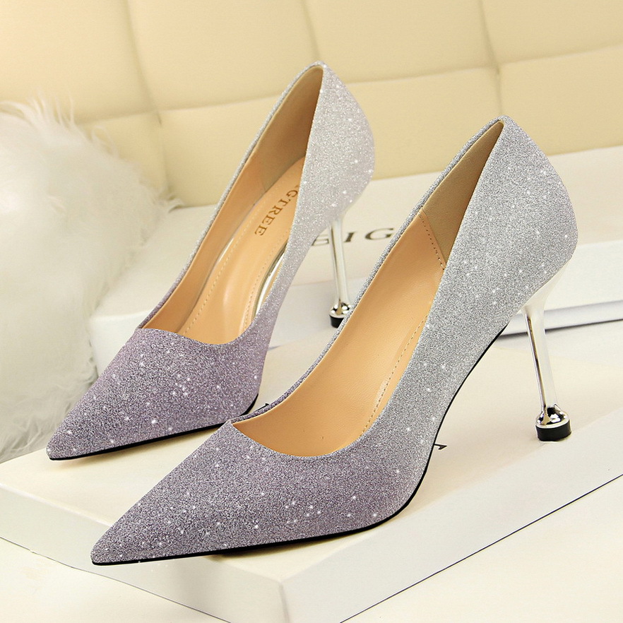 Women Fashion Sexy Shiny Gradient Color High Heels Shoes Pumps on Luulla