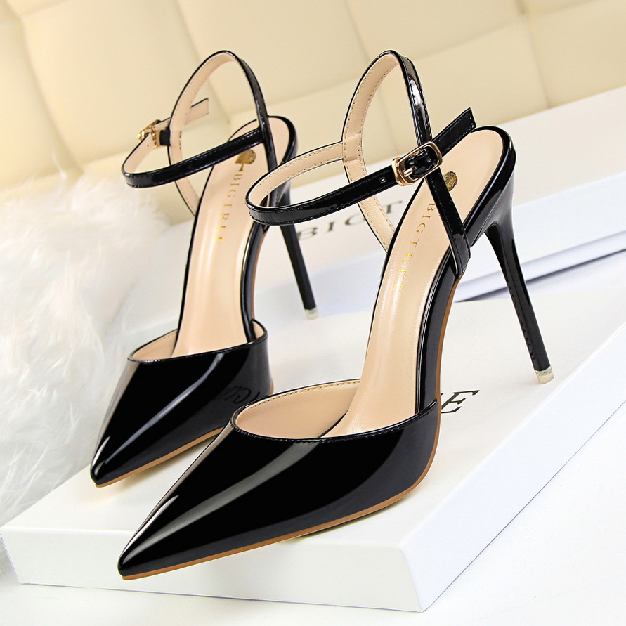 Lady Simple Stiletto Heels Point-toe Sexy Nightclub A Word Heels ...